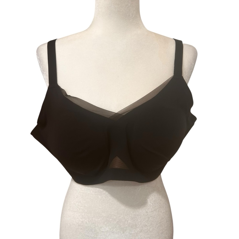 Honeylove crossover bra black size 2X comfy mesh full coverage stretch quality - Picture 2 of 11
